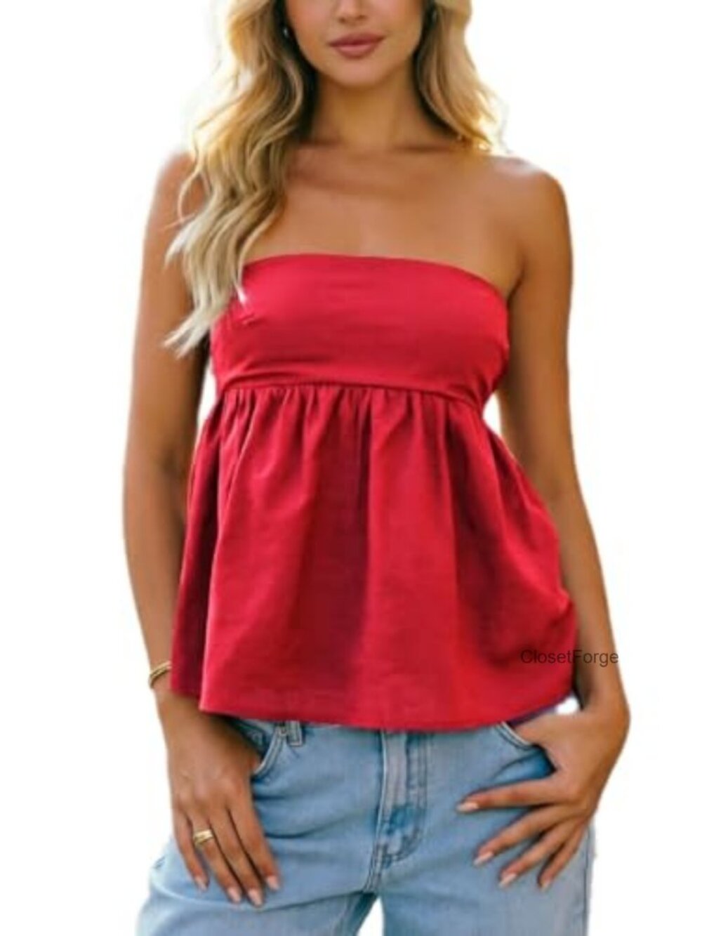 Strapless Floral Peplum Tube Top Ruffle Hem Babydoll Summer Bandeau